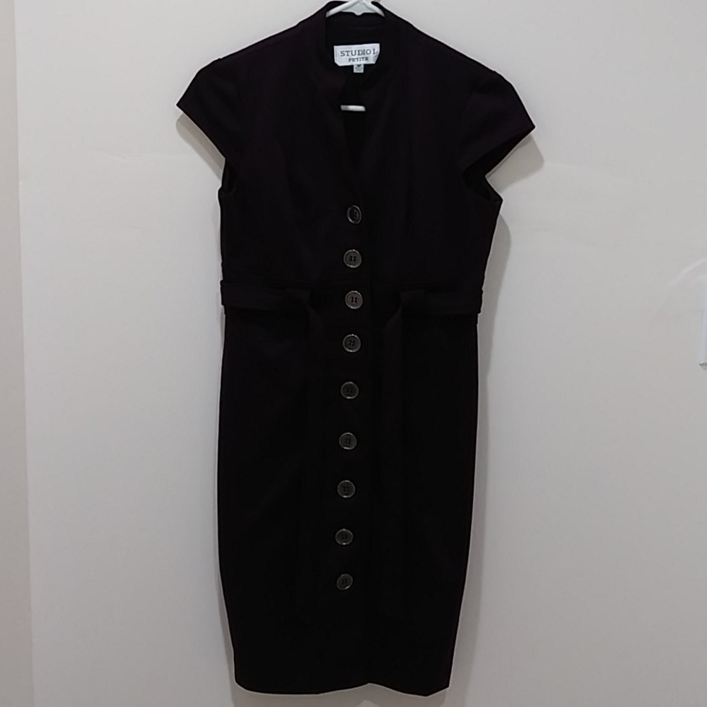 STUDIO 1 Eggplant Button Front Dress Petite
